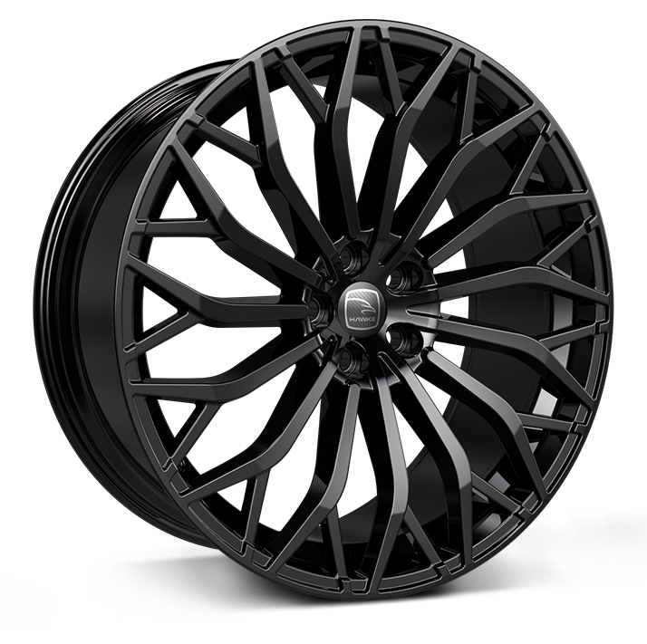 Hawke Arion 22 inch wheel finished in Jet Black; drilled to 5-108 stud pattern