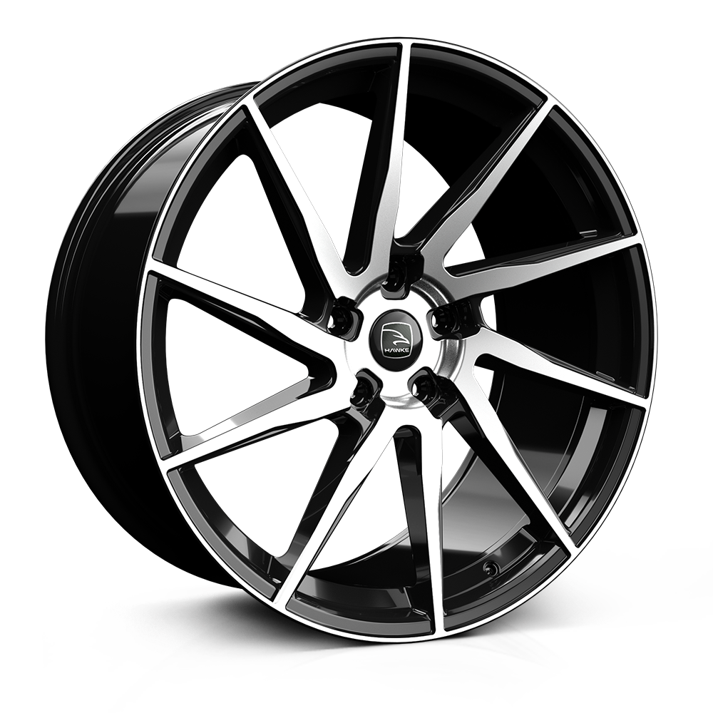 Hawke Arion 22 inch wheel finished in Jet Black Polish; drilled to 5-120 stud pattern