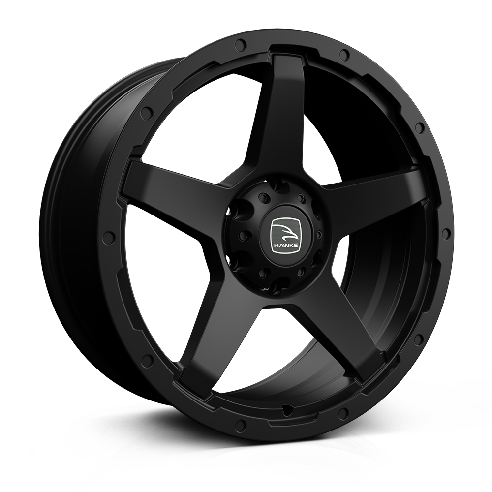 Hawke Eiger 20 inch wheel finished in Matt Black; drilled to 6-139 stud pattern