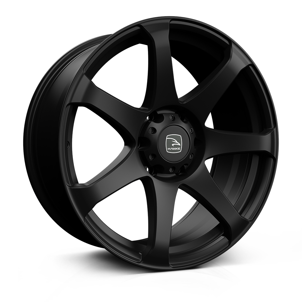 Hawke Peak 20 inch wheel finished in Matt Black; drilled to 6-114 stud pattern