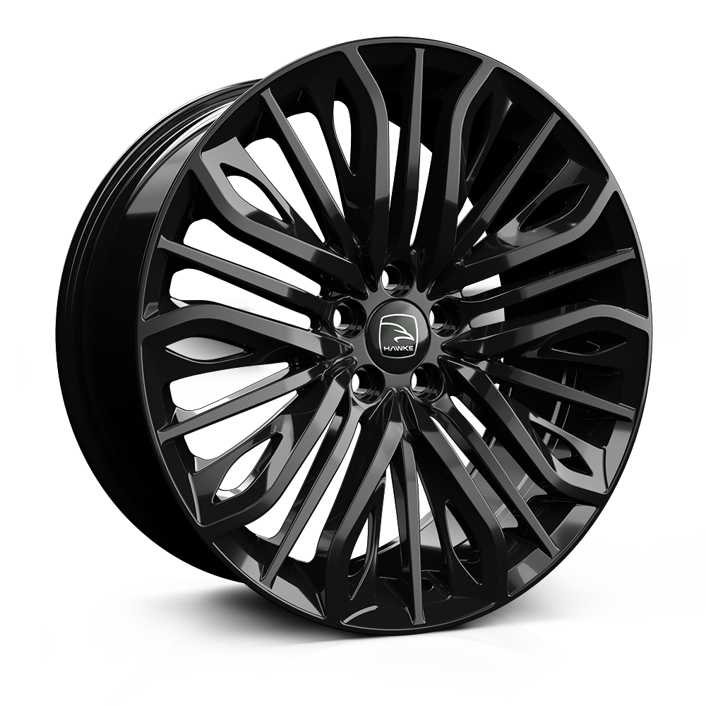 Hawke Vega 22 inch wheel finished in Gunmetal Polish; drilled to 5-108 stud pattern
