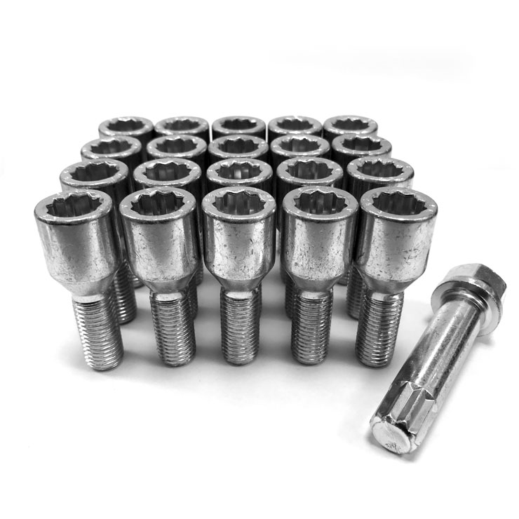 filettatura CONICA RUOTA BULLONI Argento 8 x m14 x 1.5 50mm